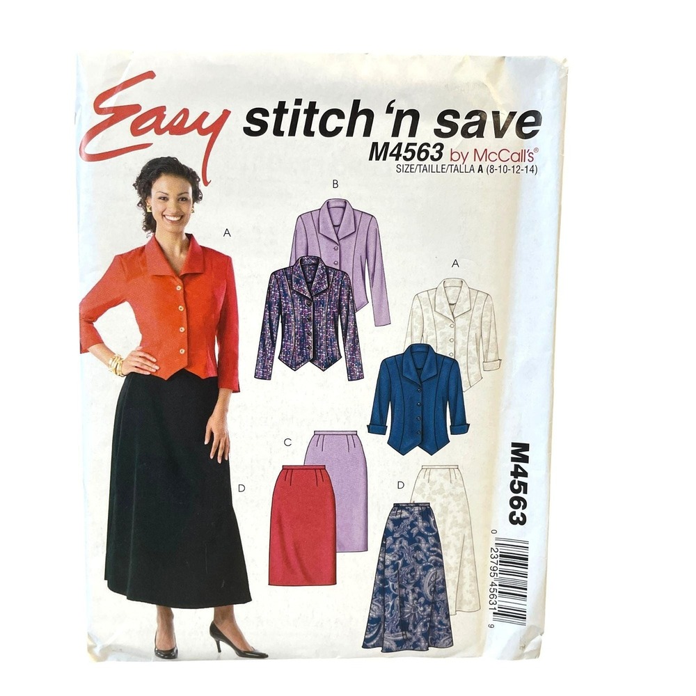 McCalls Sewing Pattern M4563 Jacket Coat Skirt Misses Size‎ 8-14 Stitch n Save